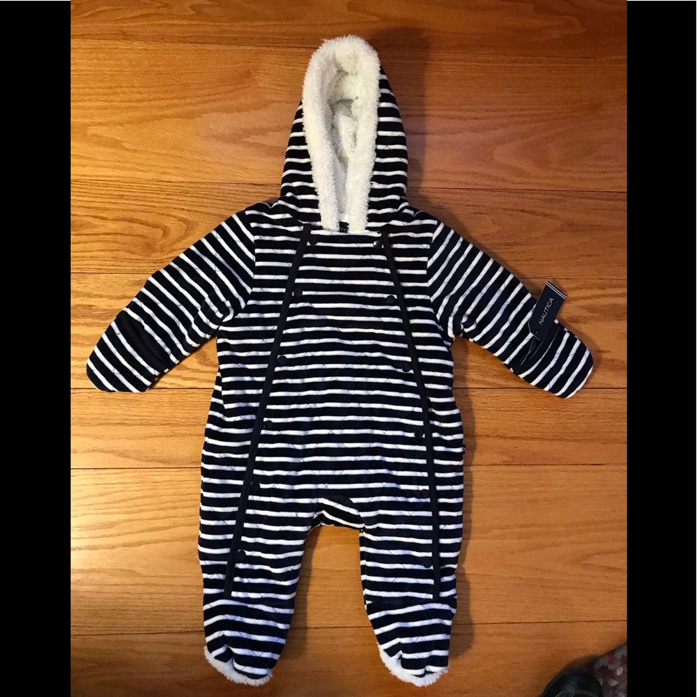 NWT $88 Nautical 3/6 Months Navy Striped Pram - Picture 1 of 3